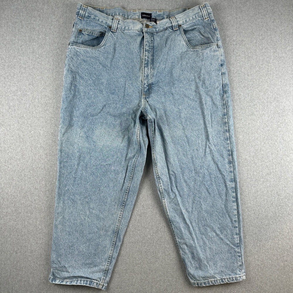 Harbor Bay Jeans Men 46x28 Blue Relaxed Fit Light Wash Denim 100% Cotton Casual